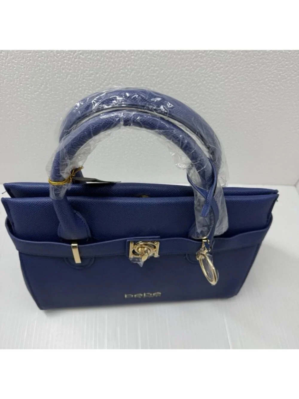 Bebe Los Angeles Evie Satchel NWT Galaxy Blue Gold Hardware Crossbody Bag Work